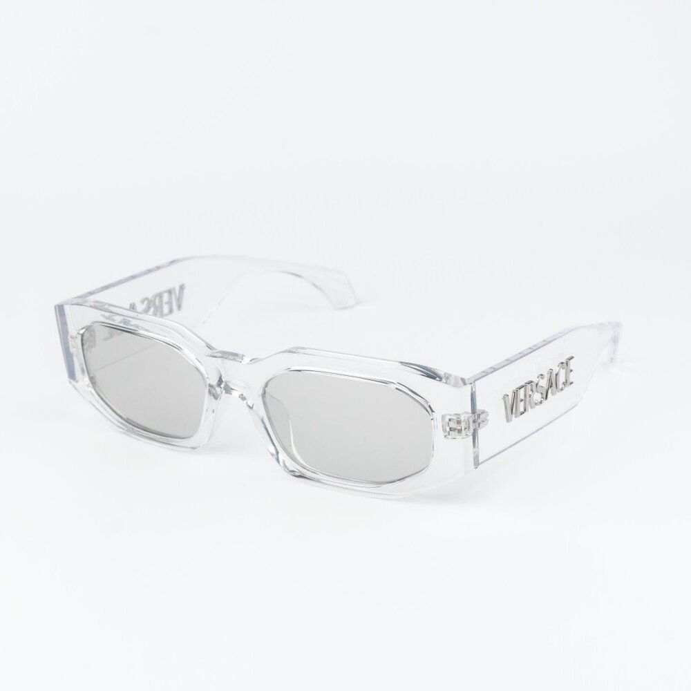 Versace Women Sunglasses Transparent Mirror Silver Rectangle VE4489U 148/8V